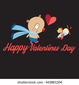 Beautiful vector illustration with bears greetings on Valentines day