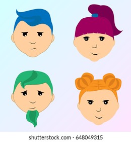 Beautiful vector illustration. Bright emotional faces