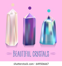 Beautiful vector illustration. Bright, beautiful, shiny crystals