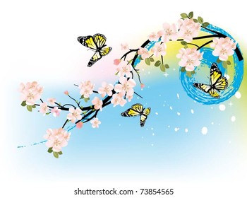 Beautiful vector illustration with butterfly