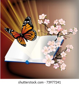 Hermosa ilustración vectorial con mariposa