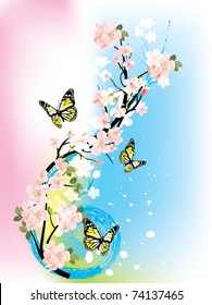 Beautiful vector illustration with butterfly