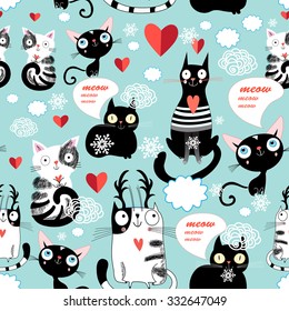 Beautiful vector illustration of a cat lover pattern