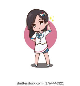 
Beautiful vector illustration cheerleader chibi version