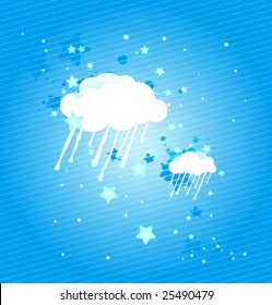 Beautiful vector illustration with clouds and stars