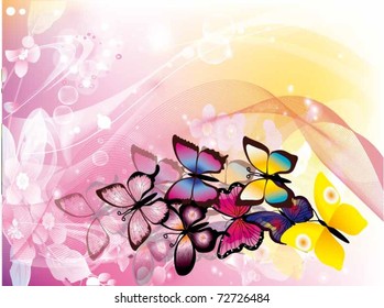 beautiful vector illustration with colorful butterflies