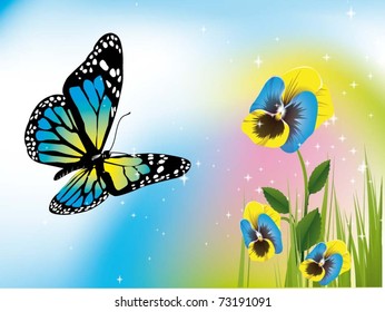 beautiful vector illustration with colorful butterfliy