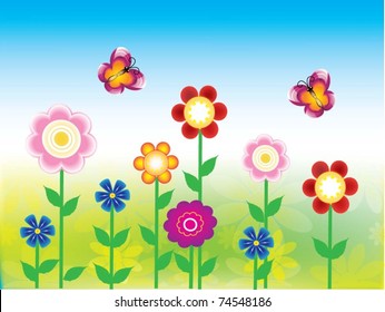 beautiful vector illustration with colorful butterfliy