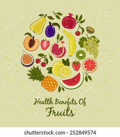 Beautiful vector illustration of colorful fruits