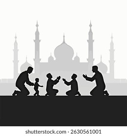 A beautiful vector illustration depicting a multicultural group of people engaged in prayer together. This spiritual and peaceful scene symbolizes unity, harmony, and diversity in faith. Perfect for r