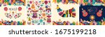 Beautiful vector illustration with design  for Mexican holiday 5 may Cinco De Mayo. Vector template with traditional Mexican symbols skull, Mexican guitar, flowers, red pepper