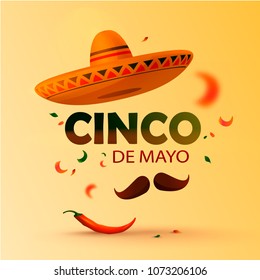 Beautiful vector illustration with design for Mexican holiday 5 may Cinco De Mayo. Vector template. Illustration eps 10