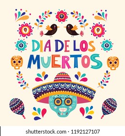 Beautiful vector illustration with design  for Mexican holiday: day of the dead. 