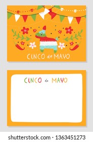 Beautiful vector illustration with design for Mexican holiday 5 may Cinco De Mayo. Fiesta banner and poster design with flags, flowers, decorations