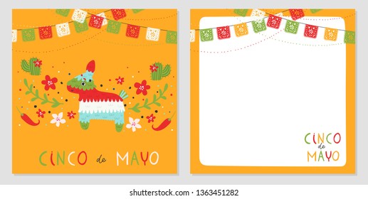 Beautiful vector illustration with design for Mexican holiday 5 may Cinco De Mayo. Fiesta banner and poster design with flags, flowers, decorations