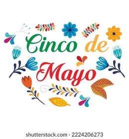 Beautiful Vector illustration with Design for Mexican Holiday 5 May Cinco De Mayo. Vector Template with Traditional Mexican Symbols Skull, Mexican Guitar, Flowers, Chili Sombrero Feliz Cinco de Mayo	
