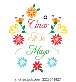 Beautiful Vector illustration with Design for Mexican Holiday 5 May Cinco De Mayo. Vector Template with Traditional Mexican Symbols Skull, Mexican Guitar, Flowers, Chili Sombrero Feliz Cinco de Mayo	