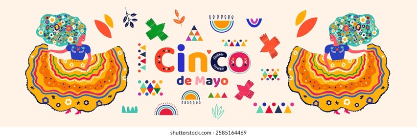 Beautiful vector illustration with design for Mexican holiday 5 may Cinco De Mayo.	