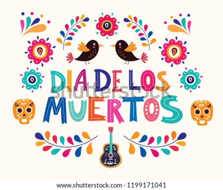 Beautiful vector illustration with design  for Mexican holiday: day of the dead. 
