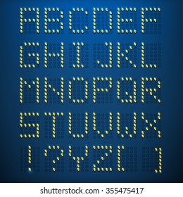 Beautiful vector illustration of digital glowing alphabet. Editable graphic illuminated letters useful for countdown, clock, electronic signboard or tableau creative design.