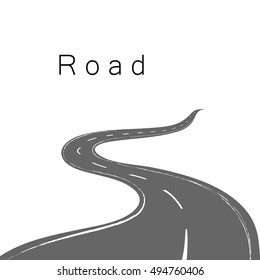 Beautiful vector illustration of driving a winding road disappearing into the horizon
