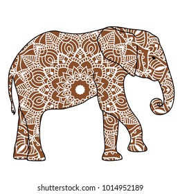 beautiful vector illustration of elephant silhouette filled with round mandala