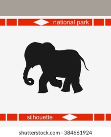 Beautiful vector illustration of  elephant silhouette. Can be used for the logo of the national park, the zoo, the circus, websites.