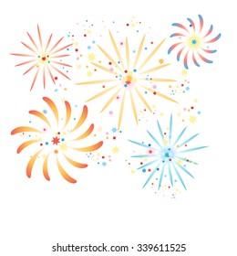 Beautiful vector illustration of fireworks in the background