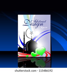 Beautiful vector illustration of flayer design in religious ed background with mosque and shiny presentation.
