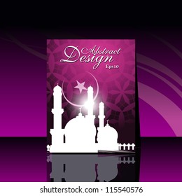 Beautiful vector illustration of flayer design in religious Ed background with mosque and shiny presentation.