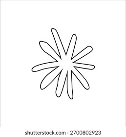 Una hermosa Ilustración vectorial de forma de flor con pétalos simétricos dispuestos en un patrón circular. El diseño simple pero elegante representa la naturaleza, la belleza, la frescura y la creatividad