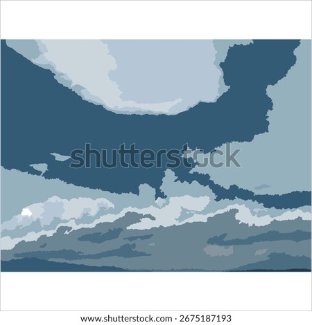 a beautiful vector illustration of fluffy clouds and clear blue sky depicting a breathtaking natural landscape