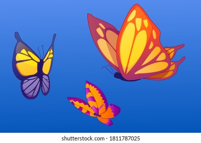 Beautiful vector illustration of flying butterflies