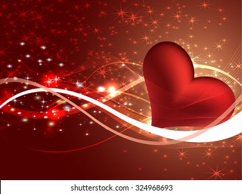 Beautiful vector illustration with glowing hearts