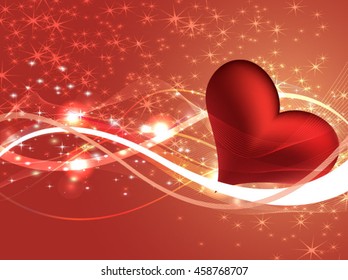 Beautiful vector illustration with glowing hearts