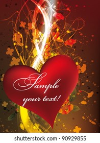 Beautiful vector illustration with glowing hearts
