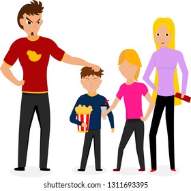 beautiful vector illustration,  a group of family cartoon