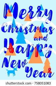 Beautiful vector illustration. Happy New Year and Merry Christmas greeting cards.
