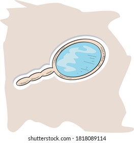 beautiful vector illustration of a lady's mirror for a handbag and a makeup table
