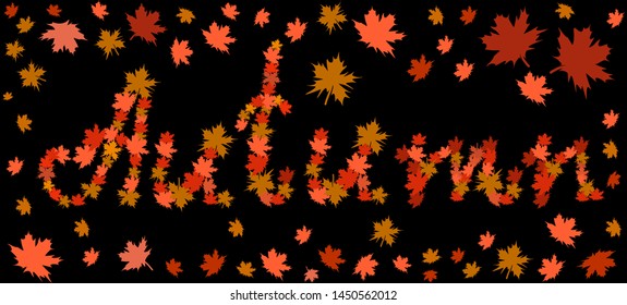 Beautiful vector illustration with maple leaves and the word "Autumn"