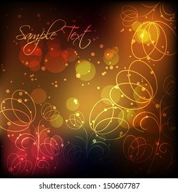 Beautiful Vector illustration of multi shades color background with shiny floral Decorative background