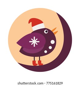Beautiful vector illustration with nice funny bird. Christmas card, poster. Stock vector. 
