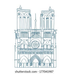 Beautiful vector illustration of Notre Dame - one of the main symbols of Paris. 