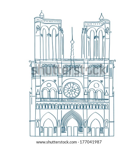 Beautiful vector illustration of Notre Dame - one of the main symbols of Paris. 