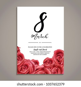 Beautiful vector illustration on 8 March, International Women s Day, spring, flowers. Template for greeting cards