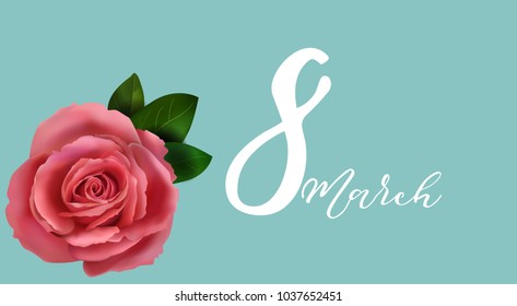 Beautiful vector illustration on 8 March, International Women s Day, spring, flowers. Template for greeting cards