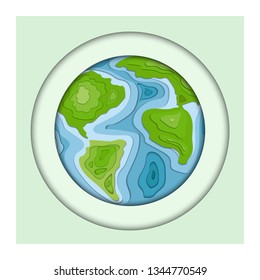 beautiful vector illustration paper cut globe,planet for background.