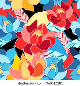 Beautiful vector illustration pattern of colorful flowers