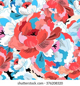 Beautiful vector illustration pattern of colorful flowers