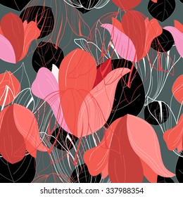 Beautiful vector illustration pattern of red leaf